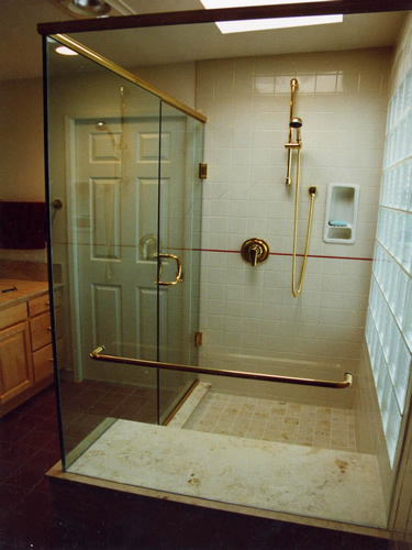 glass block shower